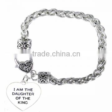 "I Am The Daughter Of The King" Petite Charm Chain Link Bracelet