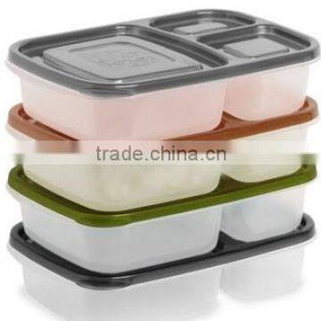 BPA free Microwave Safe Plastic Lunch Box with Cover 3 compartments Plastic Bento Box for Business Lunch