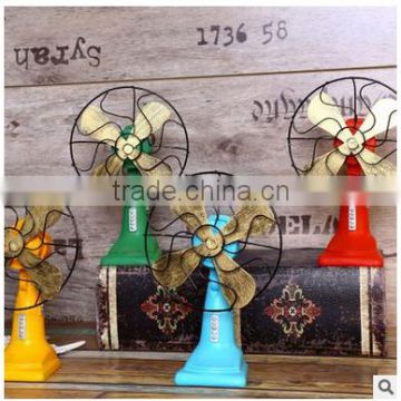 4 colors Retro hand painting resin antique fan for home decor