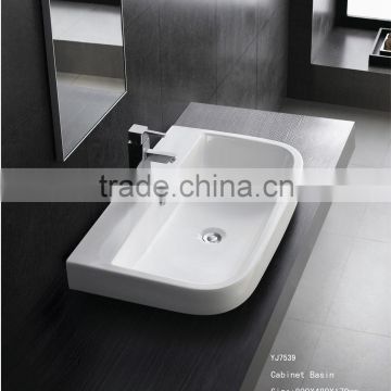 YJ7539 Ceramic Rectangular Counter top Cabinet Basin Bathroom Hand Washbasin