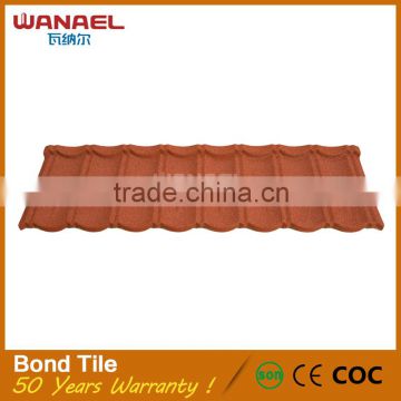 Red color sand coated metal galvanized butterfly roof tile in Guangzhou