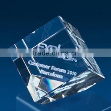 Crystal cube awards for laser engraved logo for souvenirs