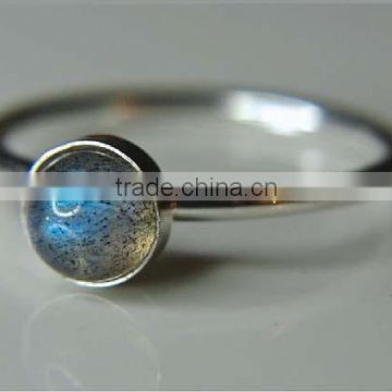 Sterling Silver Labradorite Round cabochon Gemstone Ring