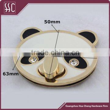 Fashion Metal Panda Shaped Twist Lock For Handbag