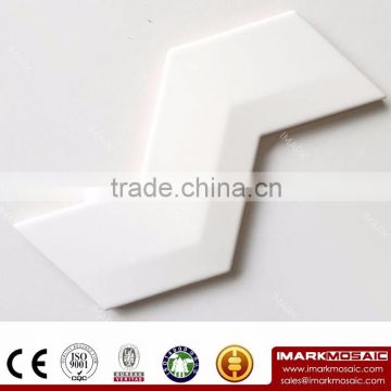 Imark AXIS Z Shape 3D- Effect White Pure Color Gloosy Glazed Ceramic Wall Tile For Clean Elegant House Wall