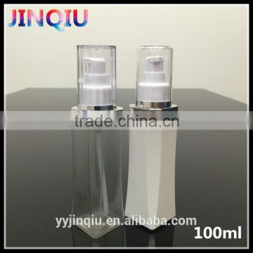 100ml clear square plastic bottle , petg bottle with cream pump