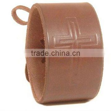Wholesale Customized Embossed leather bracelet with a cross