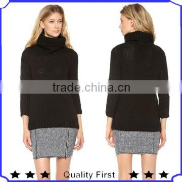 cashmere knit sweater woman design ribbed edges and long sleeves