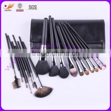 18-piece Makeup Brush Set with Black Case and Shiny Black Aluminum Ferrule, OEM Orders are Welcomed