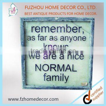 2016 new style rural glass printing with antique wooden frame