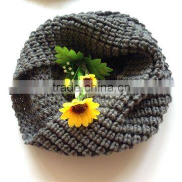 Acrylic grey color fashion winter factory manufacture fashion young knitted tube scarf