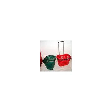 Colorful Shopping Hand Baskets Grocery Store Carts Double Pull Rod Storage