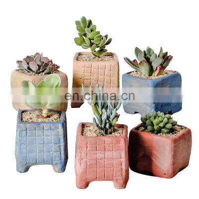 Plain firing pot color flower pot with high body thick ceramic pot