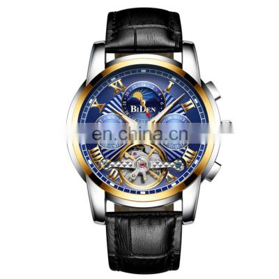 BIDEN 0191 Luminous Date Automatic Mechanical Watch Fashionable Moon Phase Analog Display Luxury Watches
