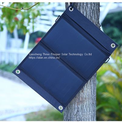 3prosper 5V 18W Solar Charger Waterproof Leather Foldable Solar Panel Dual USB Ports