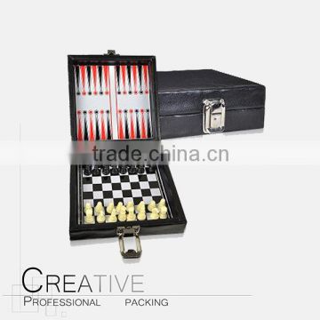 PU Travel Game Chess Backgammon and checkers box for sale
