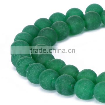 Hot Selling Matte Green Dyed Jade Round Gemstone Loose Beads