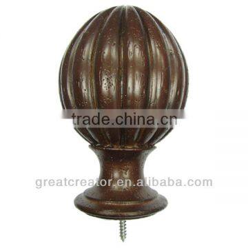 Worm Wood Mahogany Fluted Ball Lamp Finials Bed Finials Curtain Finials