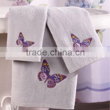 100% cotton Lilac Butterflies 3-pc.Bathroom Towel Set