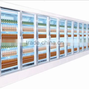 Commercial upright glass door display freezer for meat