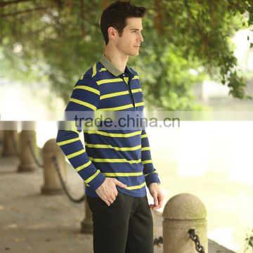mens autumn striped design thick full sleeve leisure polo t-shirts