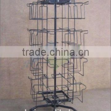 four sides metal wire rotary counter card rack with good quality
