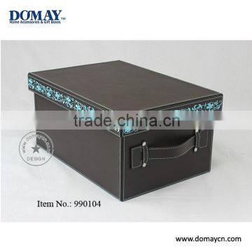 Decorative PU storage box with embroidery lid