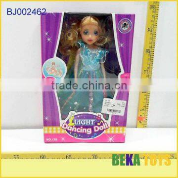 Battery operated girl pretty gold hair girl doll with music