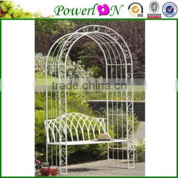 Romantic Wedding Decorative white metal garden arch with bench