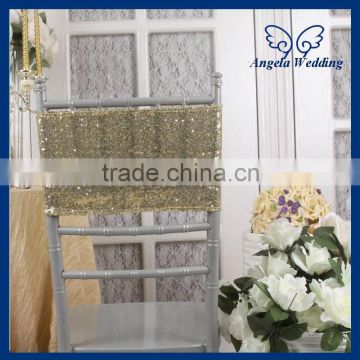 CH018B Wholesale 2015 cheap wedding giltter sparkly gold sequin chair band