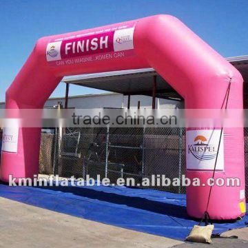 pink inflatable finish arch