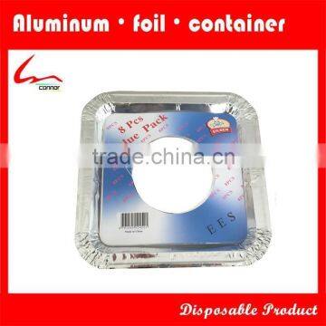 8'' Disposable Square Aluminium Foil Gas Stove Protector With One Hole