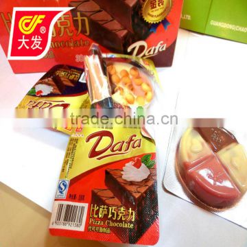pizza cup with tasting chocolate and biscuit ball
