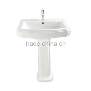 Floor mounted rectangular full pedestal face washing sink