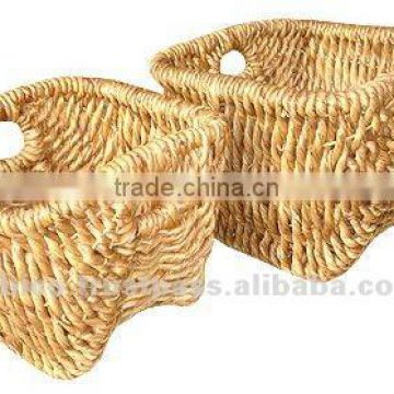 Rectangular natural rattan, water hyacinth basket set 2