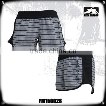 Dark Grey Strip Female Running Shorts zip Style Mma shorts