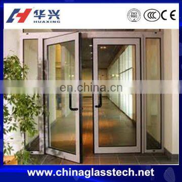 CE insulated aluminium laminated glass fire rated double swing doors