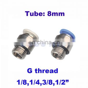 Copper Pneumatic air straight fitting hose O.D 8mm G thread POC8-G01/02/03/04 1/8 1/4 3/8 1/2 round one touch connector