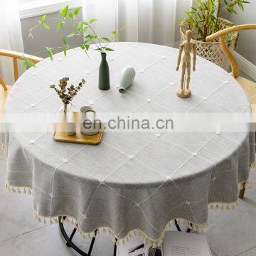 Polyester round table with tassel tablecloth square