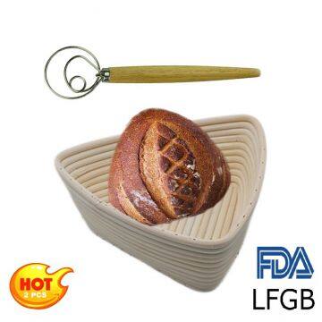 Triangle Croissant Rattan Banneton Bread Proofing Basket with Baking Tool