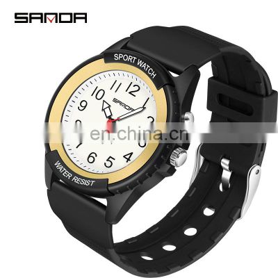 Sanda 6018 Casual Men Brand Quartz Wrist Watches Aanlog Luminous Resin Strap Water Resistant Fashion Men Hand Watch