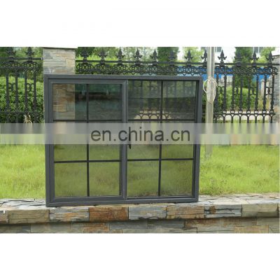 Home temper glass security soundproof aluminum framed tempered glass sliding window grill metal frame aluminum sliding windows