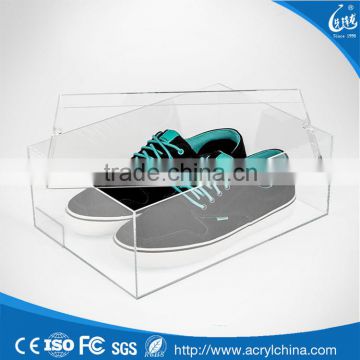 Clear Drop Front Acrylic Shoe Box Display With Lid