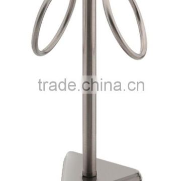 Table Top Free Standing Dual Towel Ring with Corner Triangle Base