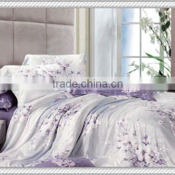 purple flower reactive printing cotton tencel bedding sheet