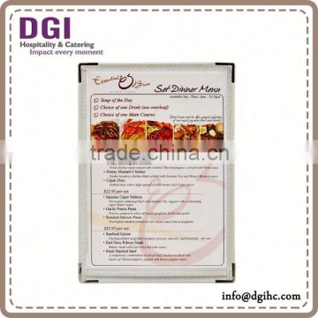 2016 hong kong online shop PVC leather restaurant classic black menu covers menu display