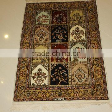 kashmiri handmade silk carpet turkish hand knotted silk prayer rug carpet
