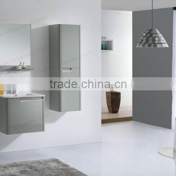 600mm high gloss lacquer finished wall hung bathroom set with mirror and side cabinet