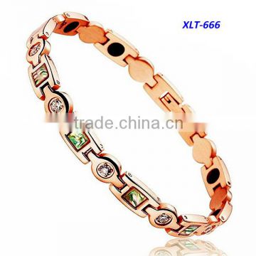 Hot sales stainless steel rose gold bracelet charming shell charm bracelet