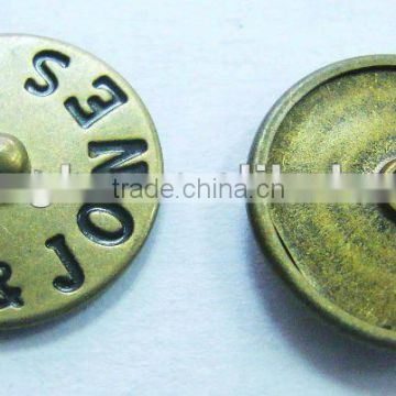 Noble and Anti-brass metal alloy pocket button for jeans